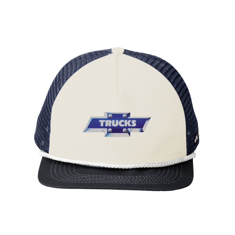 Light Gray Chevy Trucks Blue Chrome Trucker Cap