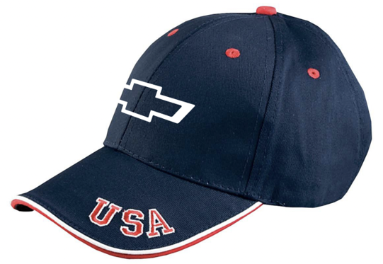 Dark Slate Gray Chevrolet Bowtie Red White & Blue USA Hat