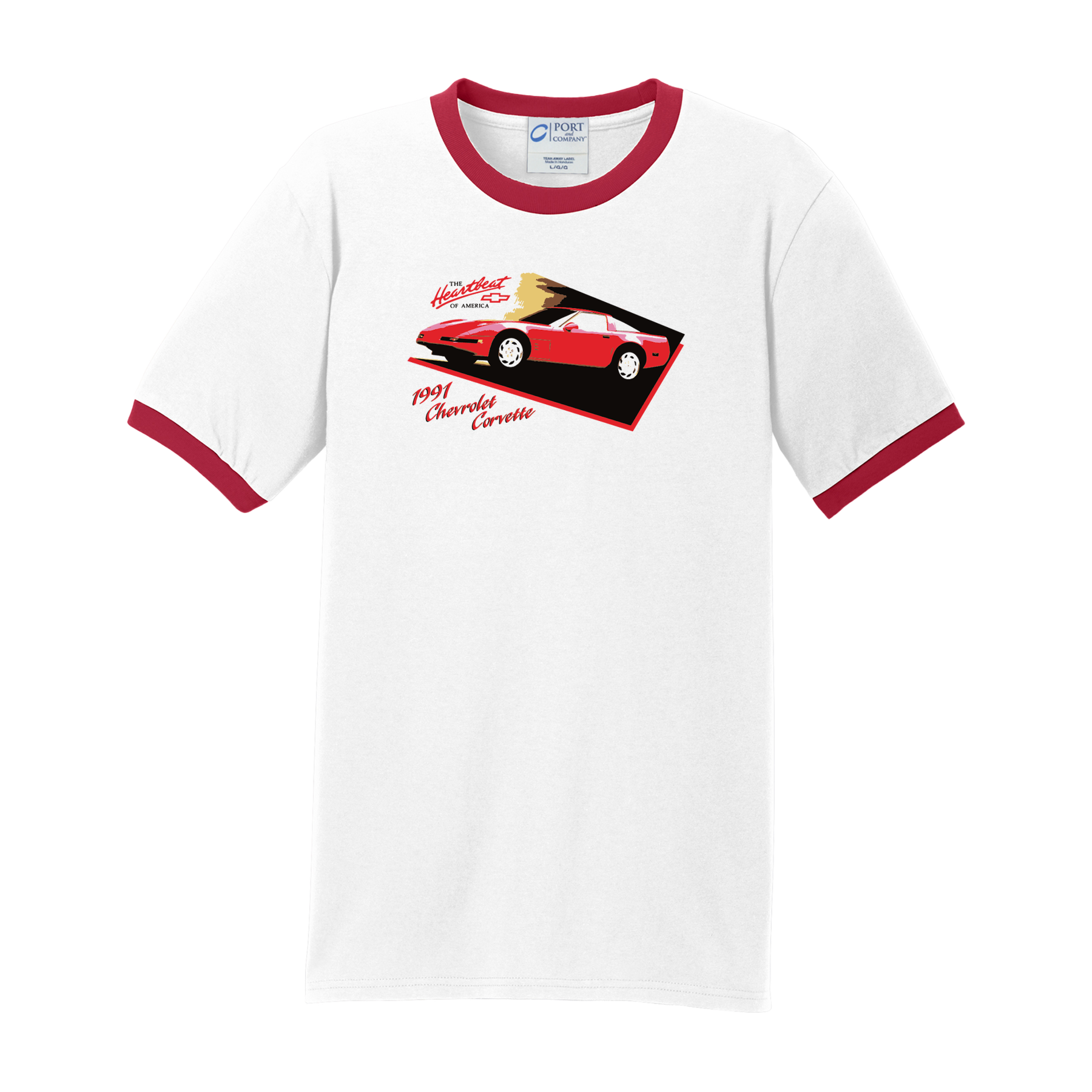 White Smoke Vintage 1991 Chevrolet Corvette Ringer T-Shirt