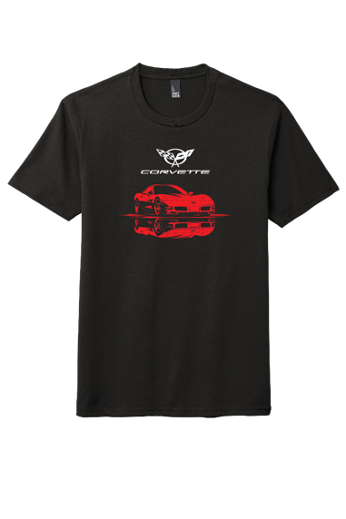 Black Corvette C3 Bold Red Car Graphic T-Shirt