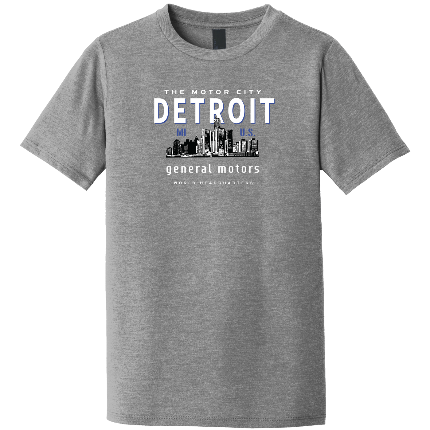 Light Slate Gray General Motors Headquarters Detroit Skyline Youth Tee