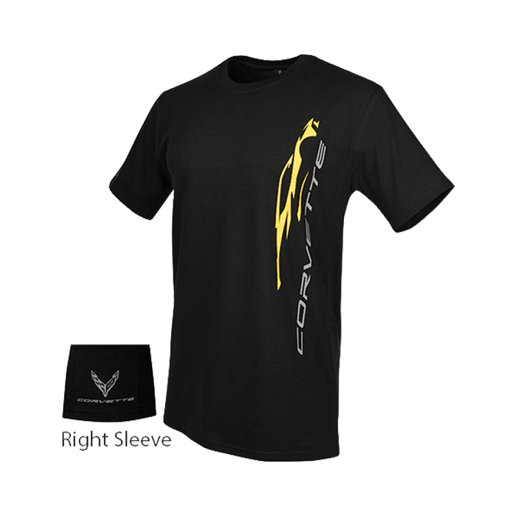 Black Corvette C8 Vertical Gesture T-Shirt
