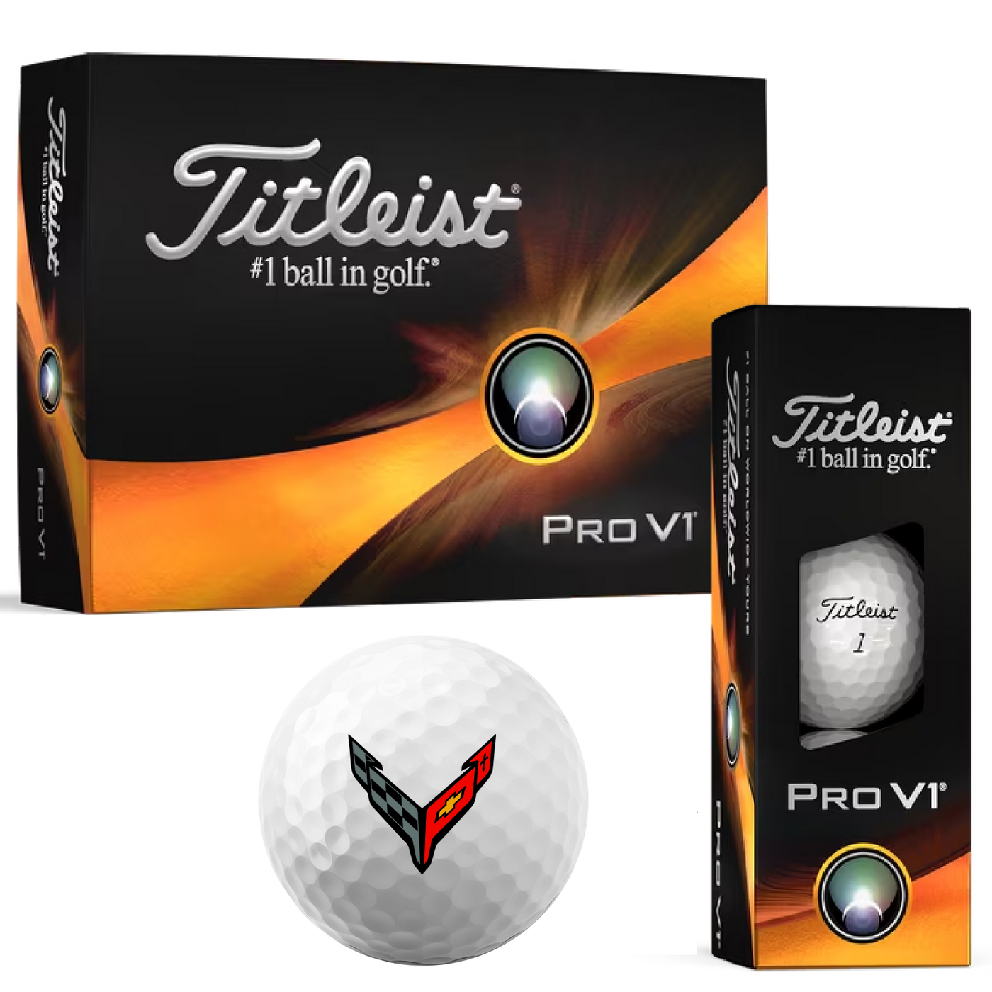 Black C8 Corvette Titleist Pro V1 Golf Balls (6 Count)