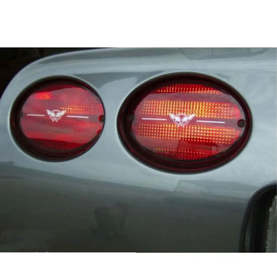 C5 Corvette Tail Light Lens Vinyl Decals - Gloss Black - Cross Flag