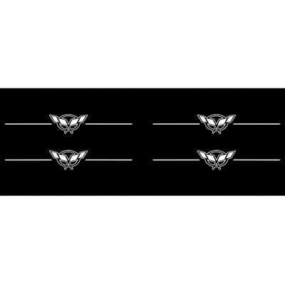 C5 Corvette Tail Light Lens Vinyl Decals - Gloss Black - Cross Flag