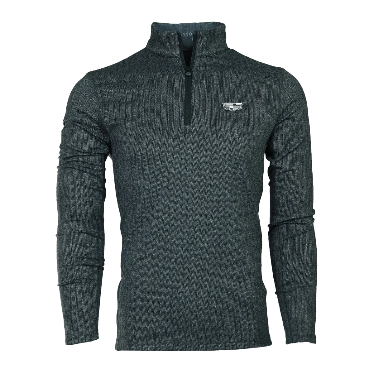 Dark Slate Gray Cadillac Men's Herringbone Quarter Zip