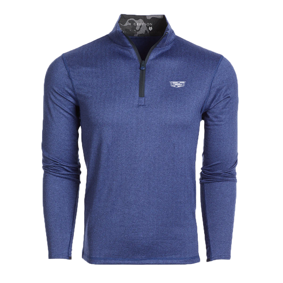 Dark Slate Blue Cadillac Men's Herringbone Quarter Zip
