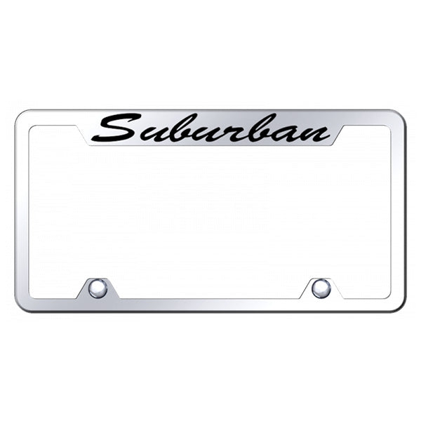 Suburban Script Steel Truck Cut-Out Frame - Etched Mirrored