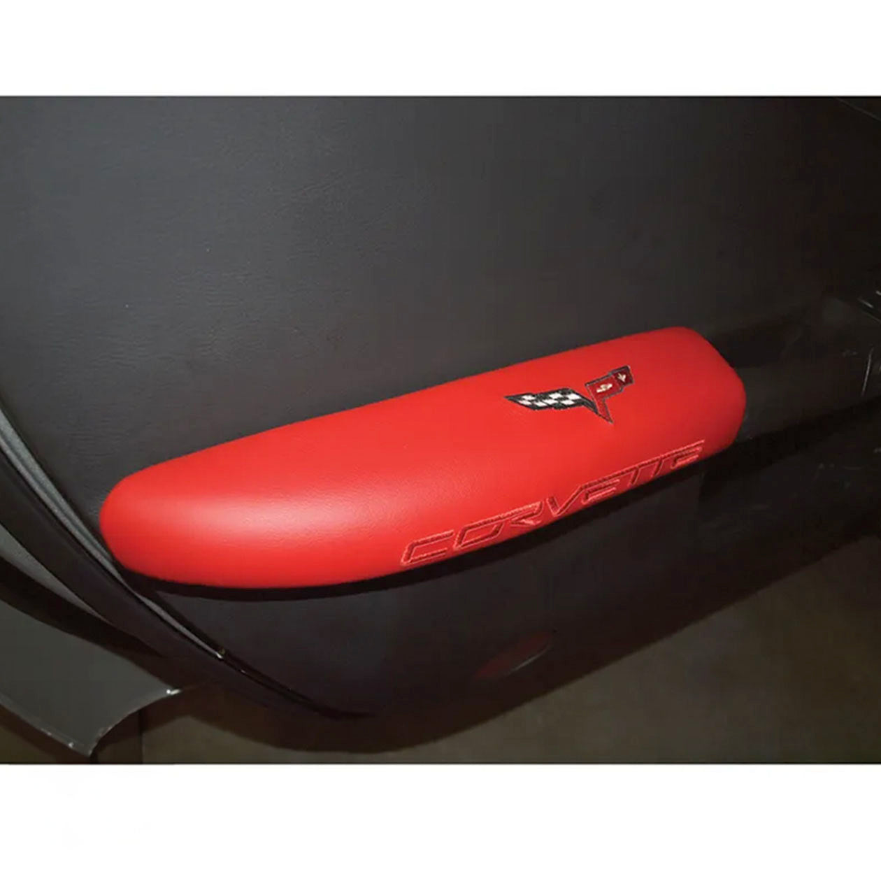 Dark Slate Gray C6 Corvette Embroidered Leather Arm Rest Pads