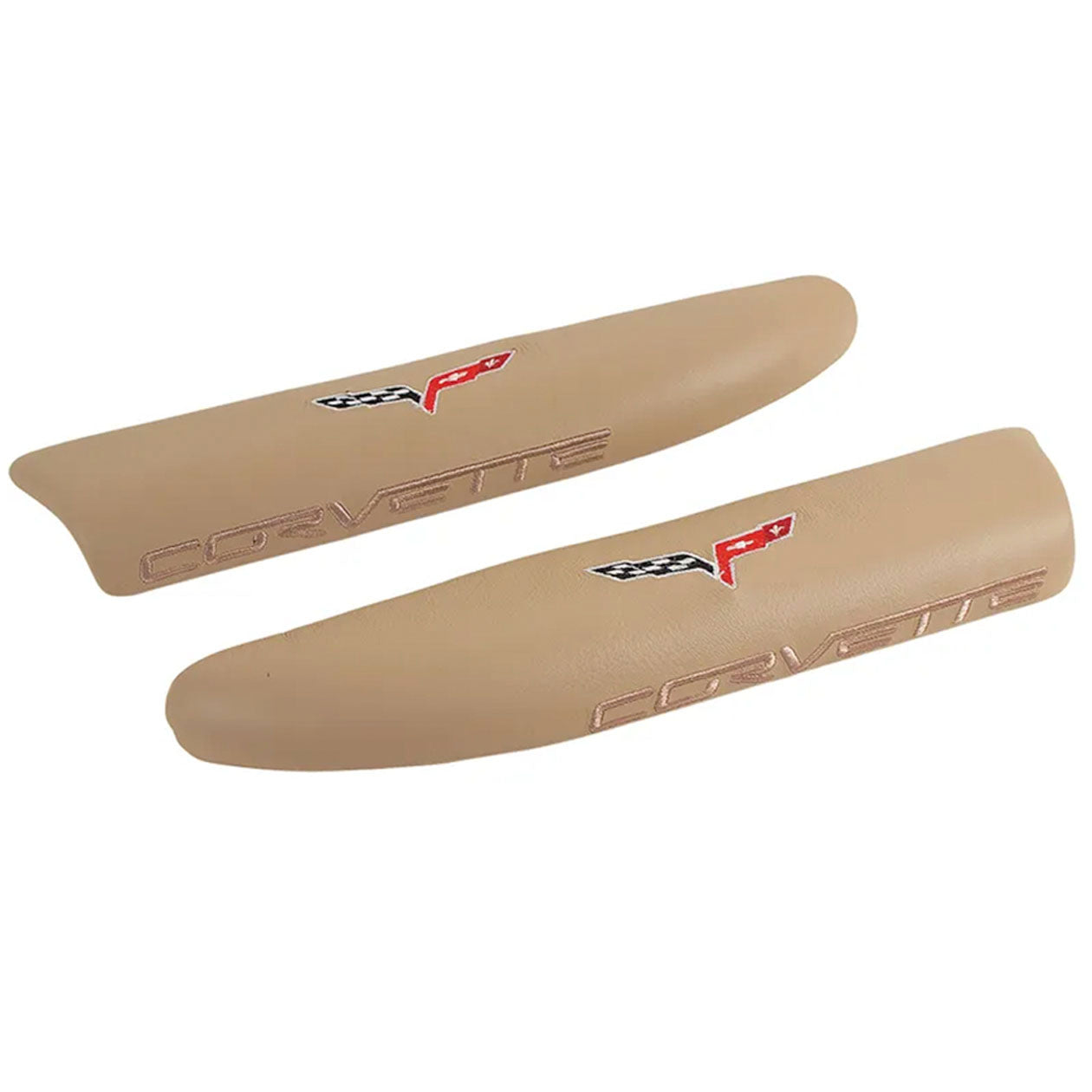 Rosy Brown C6 Corvette Embroidered Leather Arm Rest Pads