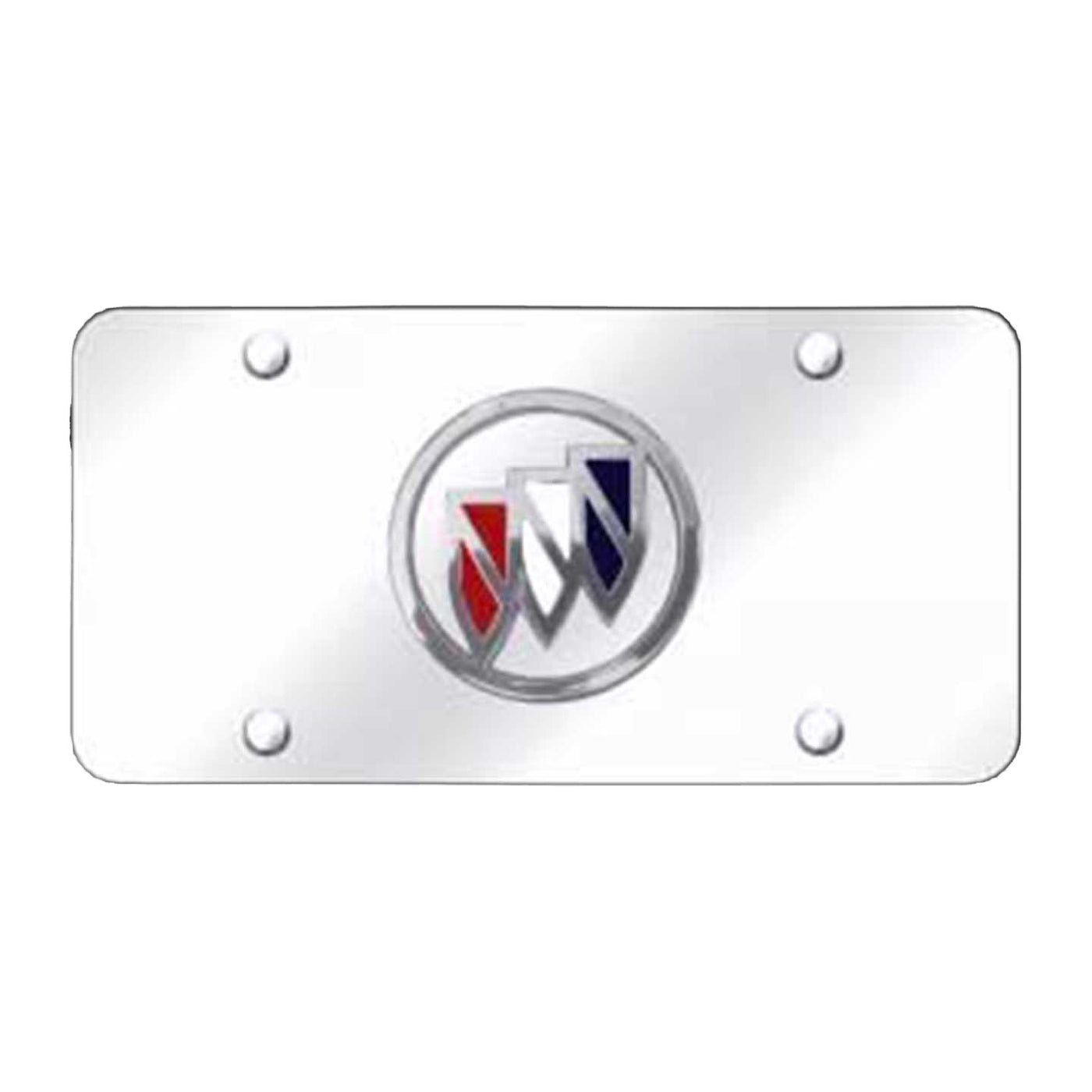 Buick (Tri-Color Fill) License Plate - Chrome on Mirrored