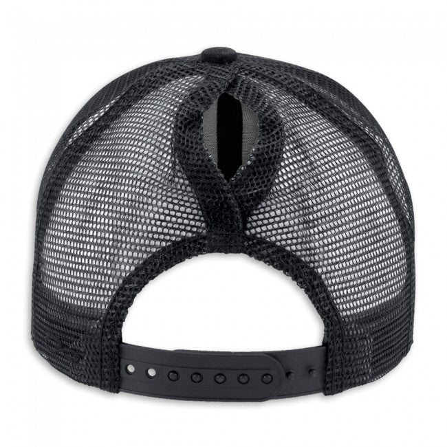 Dark Slate Gray Corvette Racing Modern Trucker Ponytail Cap Black