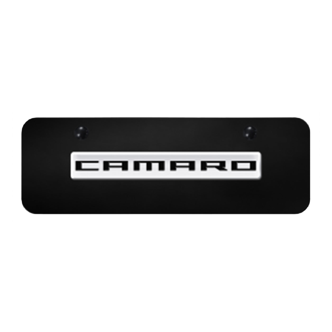 Camaro Name Mini Plate - Chrome on Black