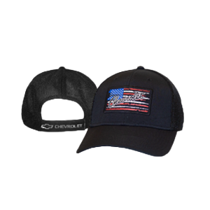 Dark Slate Gray Chevrolet Mesh Back Distressed Flag Cap