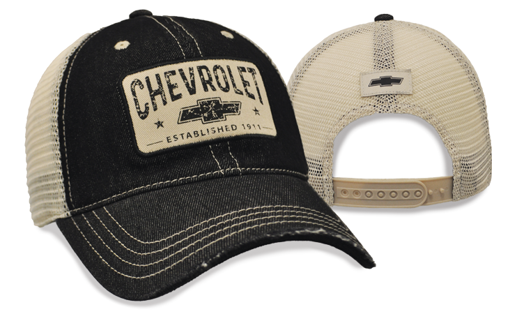 Dark Slate Gray Chevrolet Black Heavy Wash Denim Cap