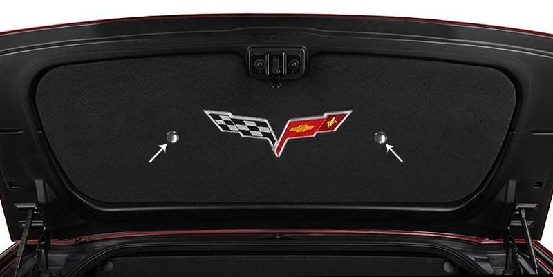 Black 2005-2013 C6 Corvette Convertible only - Trunk Lid Liner Fastener Cover Kit 2Pc - Chrome