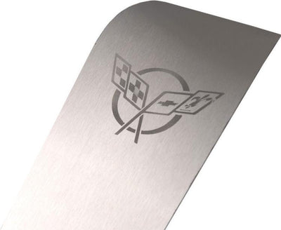 1997-2004 C5/Z06 Corvette - Outer Door Sills Etched C5 Logo & CORVETTE Lettering 2Pc - Brushed Stainless