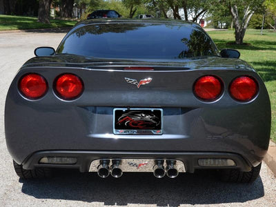 2005-2013 C6 Corvette - Polished Exhaust Filler Panel with C6 Emblem, Stock - Stainless Steel