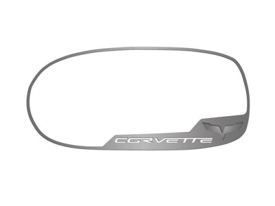 2005-2013 C6 Corvette - Side View Mirror Trim Crossed Flags Style 2Pc [Standard] - Brushed Stainless