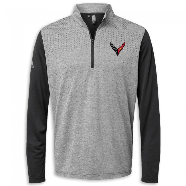 Dark Gray Corvette Adidas Heather Quarter-Zip Pullover