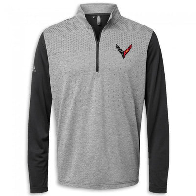 Dark Gray Corvette Adidas Heather Quarter-Zip Pullover