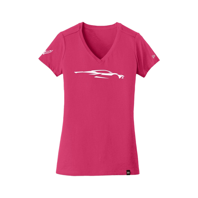 Maroon Corvette C8 Women's New Era Blend V-Neck Tee