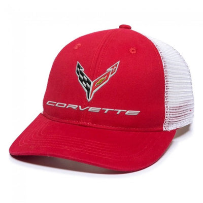 Firebrick Corvette C8 Ponytail Mesh back Cap