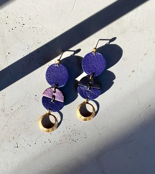 Dark Slate Gray Eternity Moon Earrings by LMNT