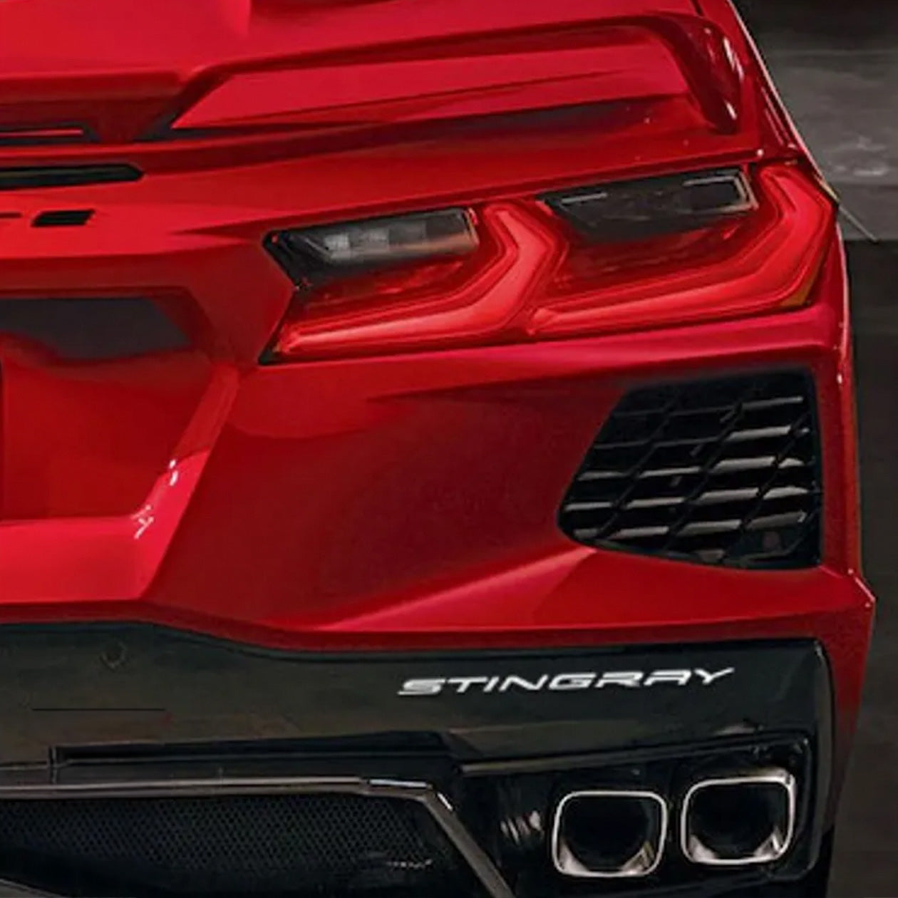 Black C8 Corvette Rear Bumper Stingray Lettering - Chrome Acrylic