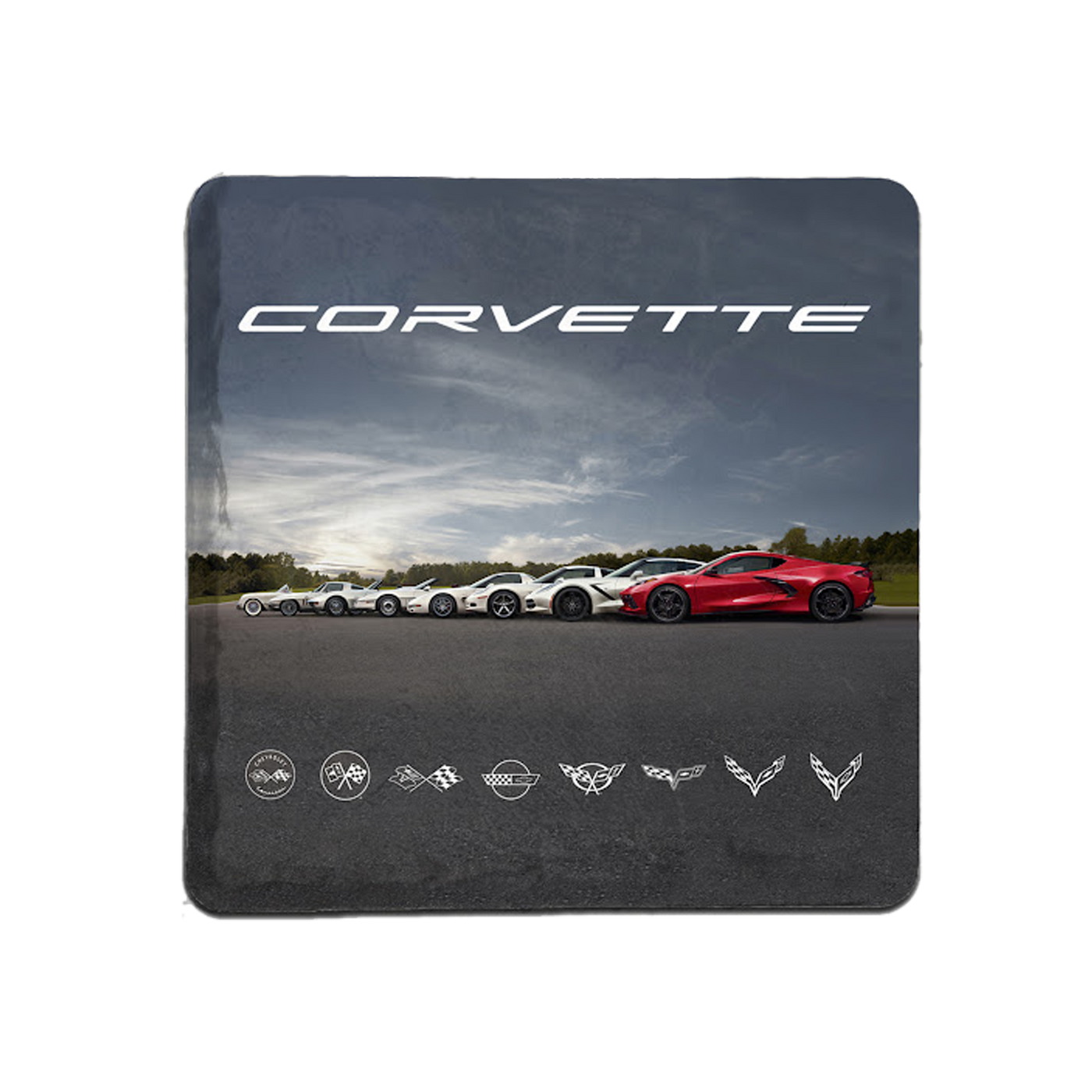 Corvette C8 Generations Crossflags and Cars Coaster