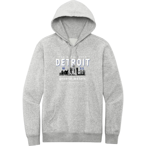 Gray General Motors Headquarters Detroit Skyline Adult Unisex Hoodie