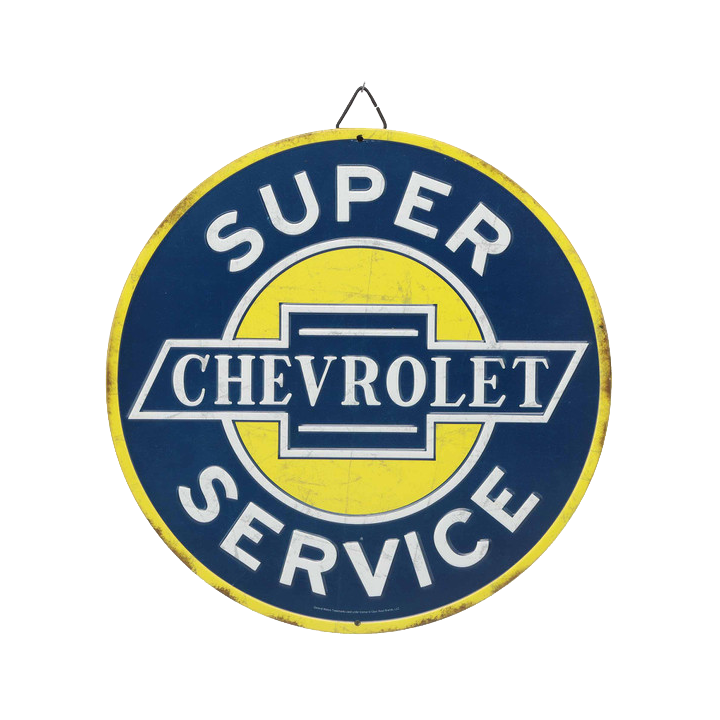 Chevrolet Super Service Round Embossed Metal Sign