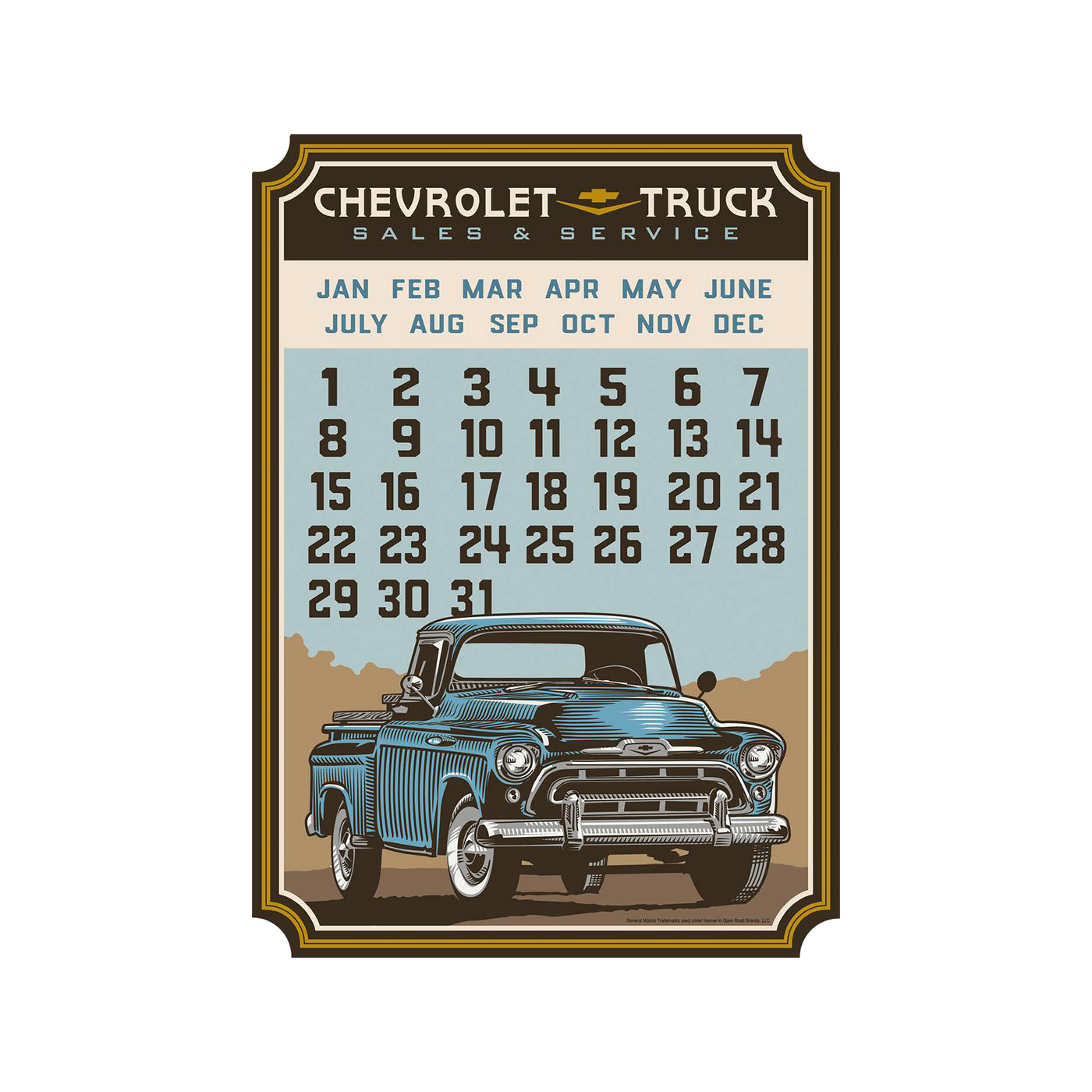 Vintage Chevrolet Truck Metal Calendar