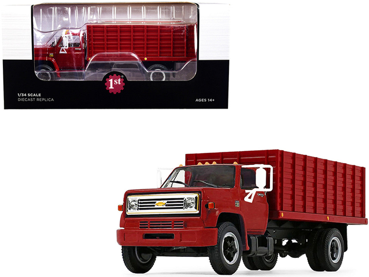 1970s Chevrolet C65 Grain Truck with Corn Load Red 1:34 Scale Diecast