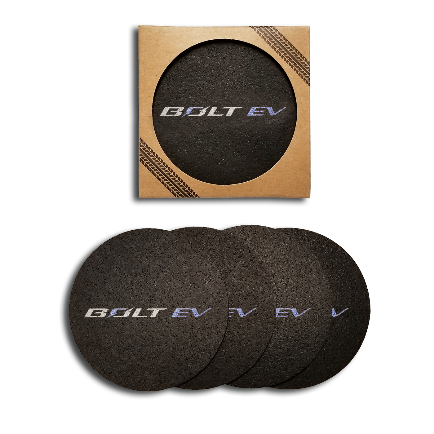 Chevy Bolt EV Recycled Rubber Tire (4 Pack) Coaster Set *Made In The USA
