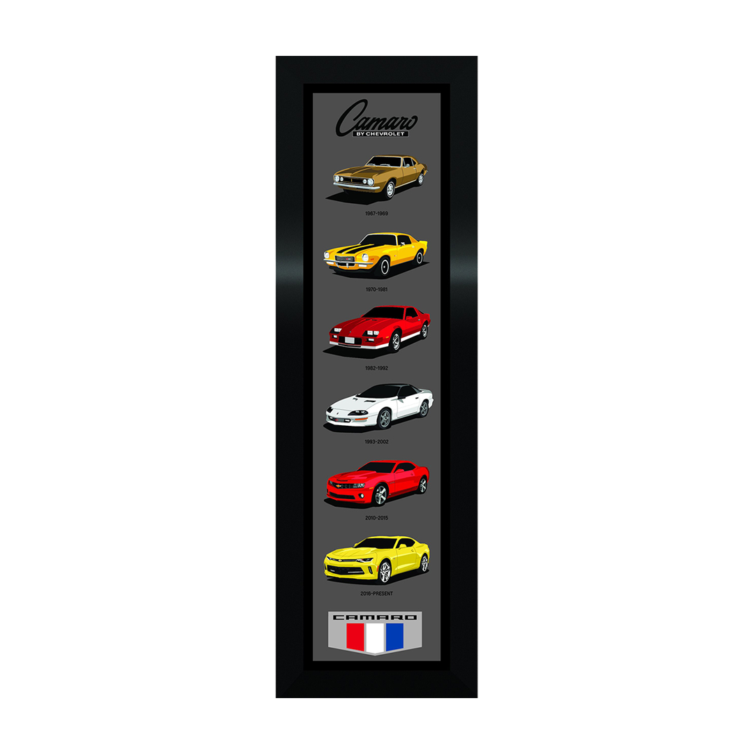 Framed Camaro Generations Panel 11"x 35"