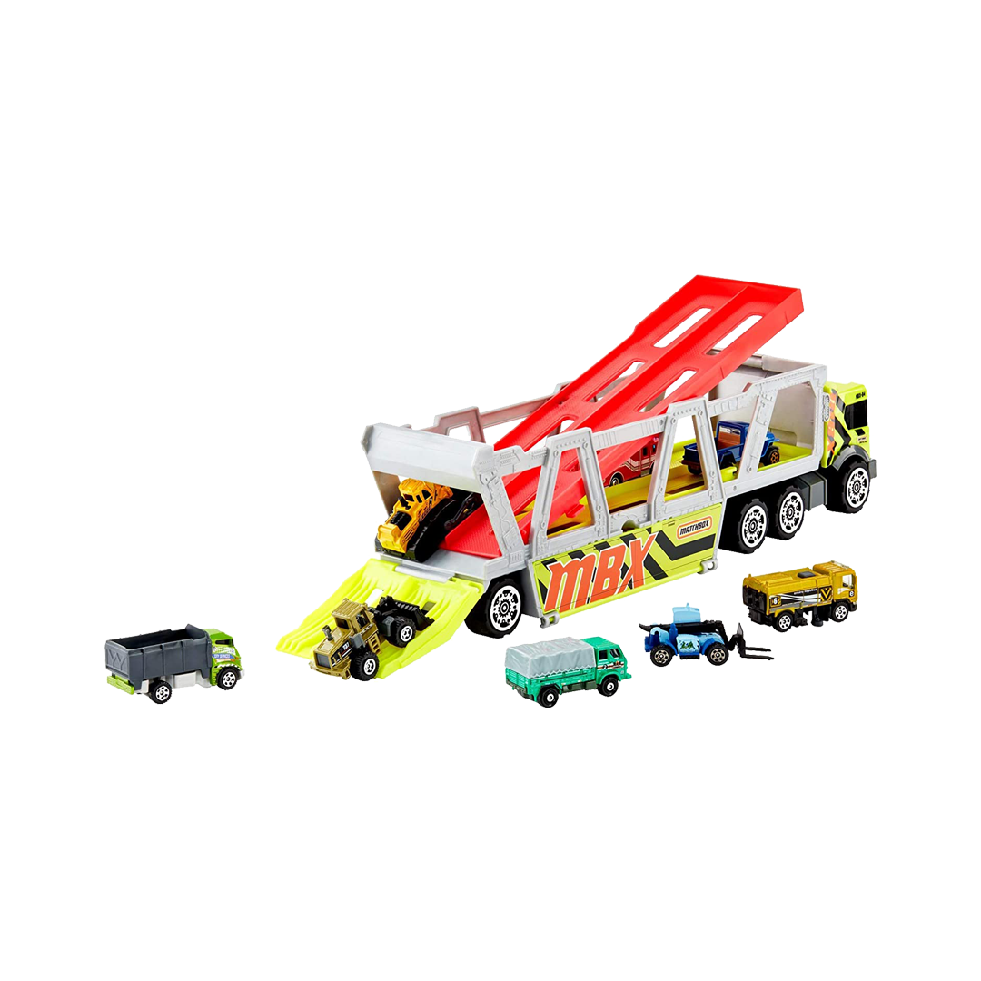 Matchbox Construction Hauler Detachable Cab- with 10 Diecast Cars