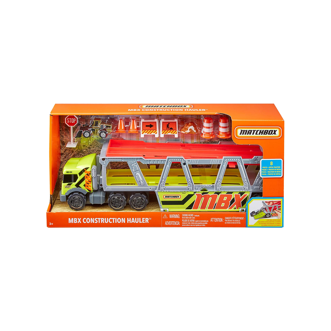 Matchbox Construction Hauler Detachable Cab- with 10 Diecast Cars