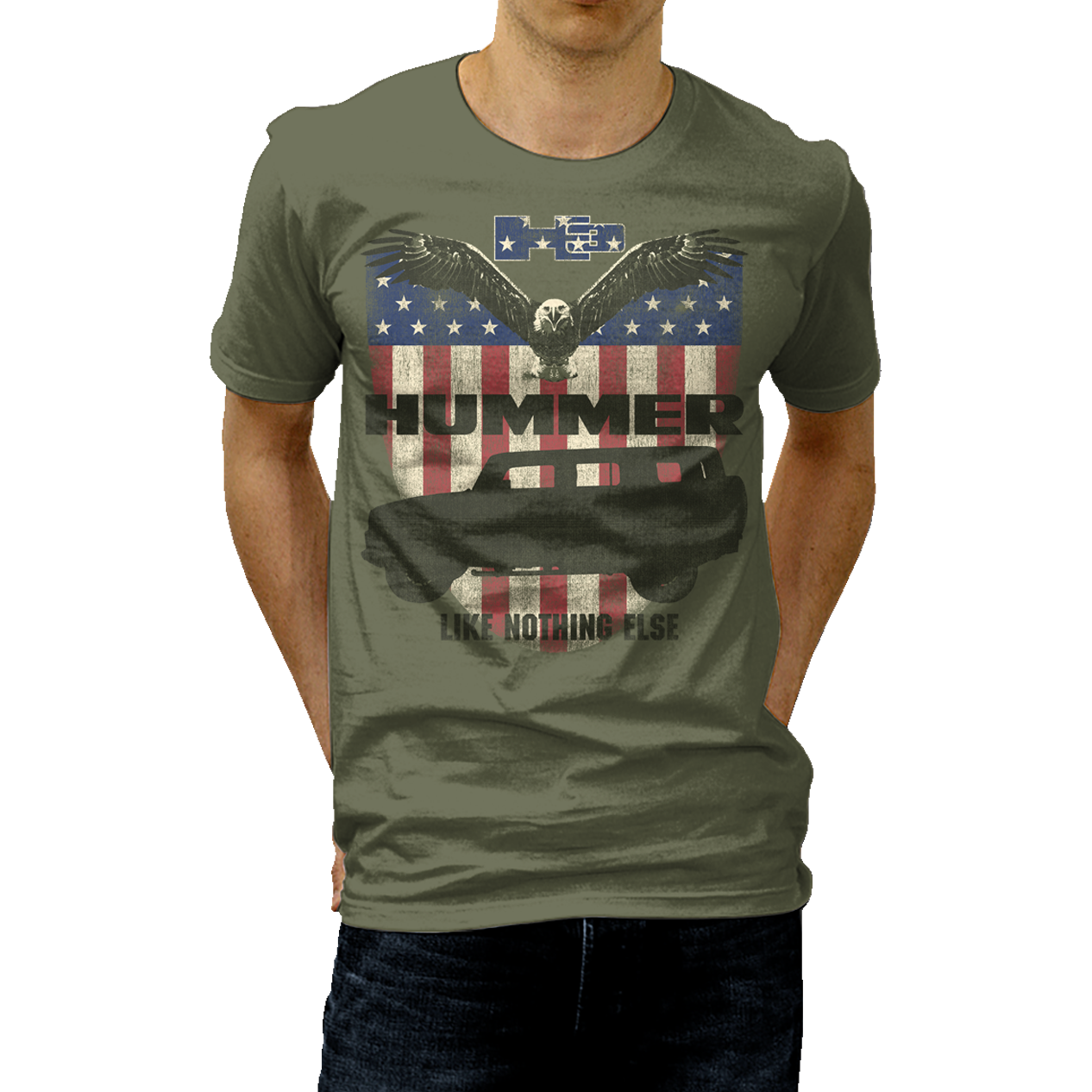 Dark Slate Gray HUMMER H3 Eagle Flag T-Shirt