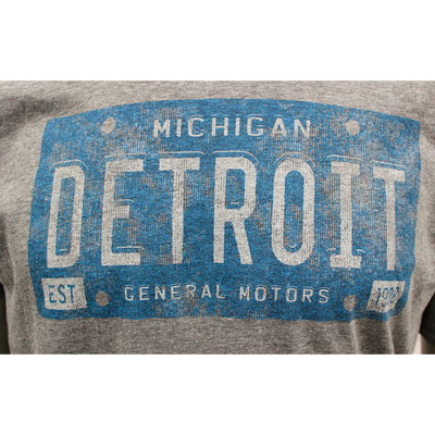 Detroit Michigan General Motors Vintage Blue License Plate T-shirt