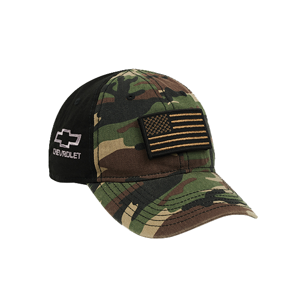 Dark Slate Gray Chevrolet Bowtie Tactical Cap With Flag Patch