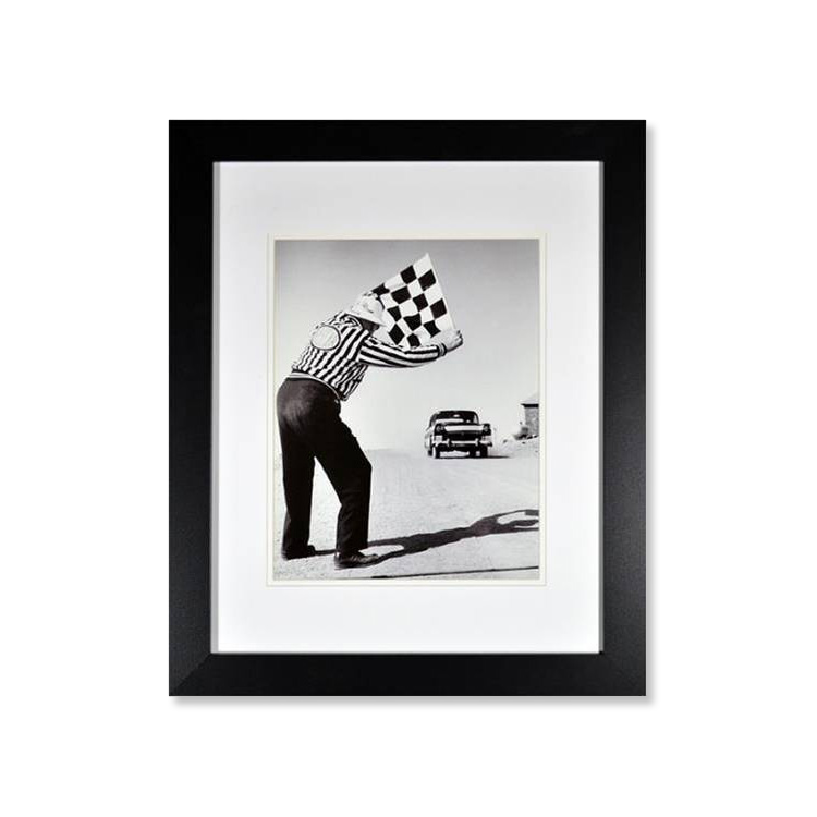 Light Gray Framed Historic Checkered Flag Print