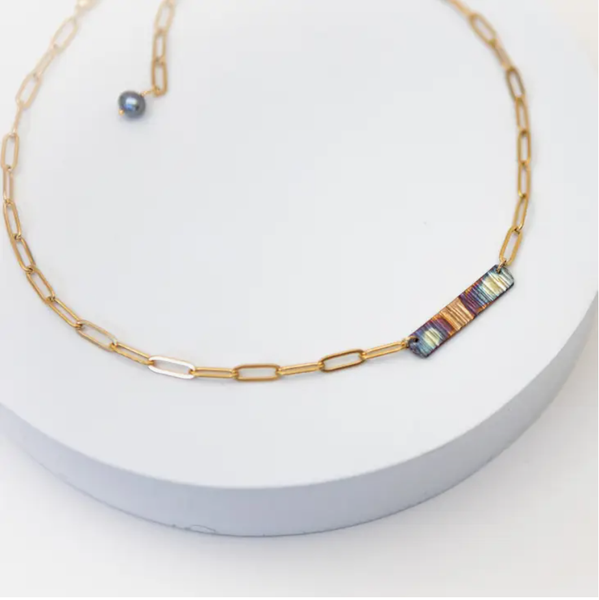 Mend on the Move Refined Through Fire Bar Necklace