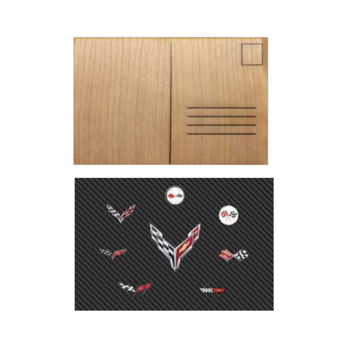 Corvette C8 Generations Wooden Postcard