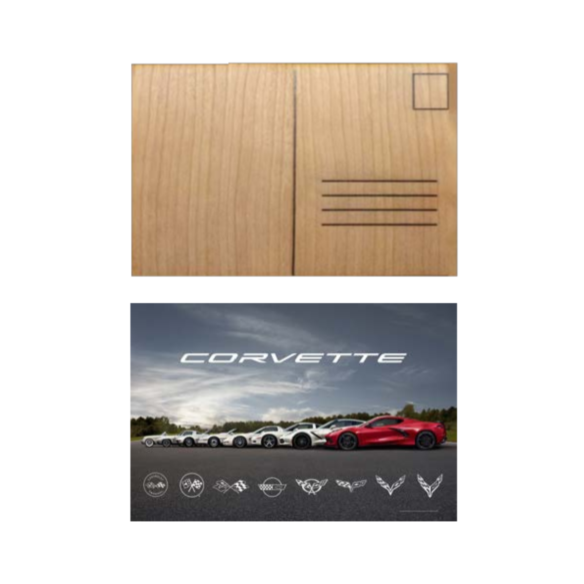 Corvette C8 Generations Poster Wooden Postcard