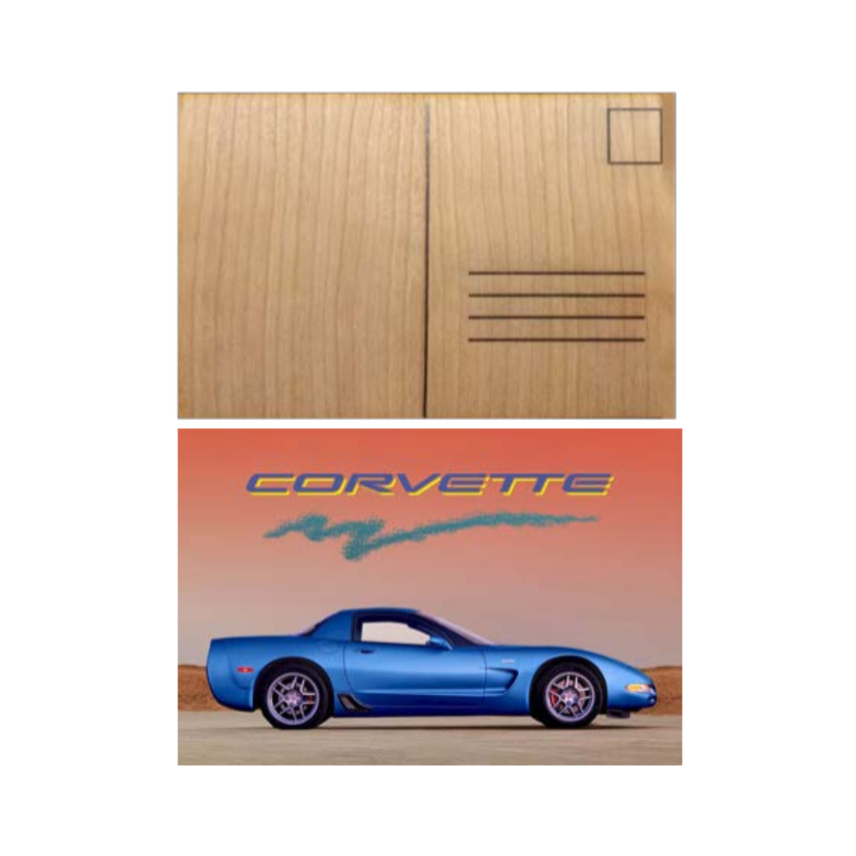 1996 Corvette Wooden Postcard