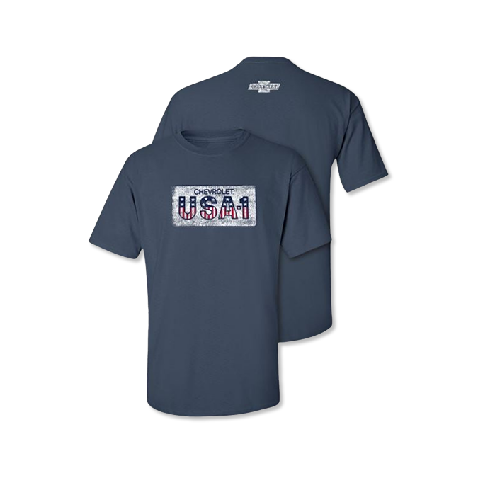USA-1 License Plate Heritage Blue Dusk T-shirt