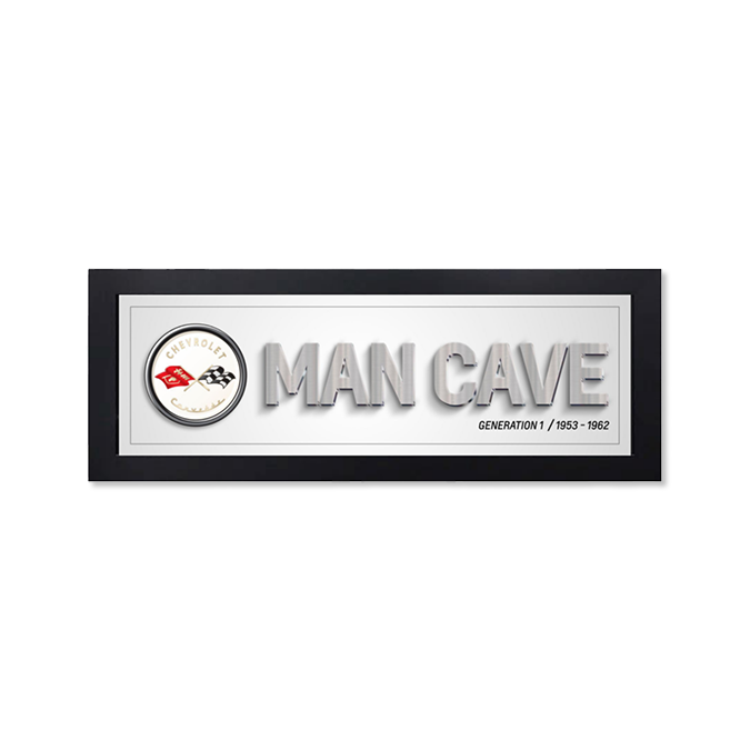Light Gray Corvette Generation 1 Man Cave Framed Art