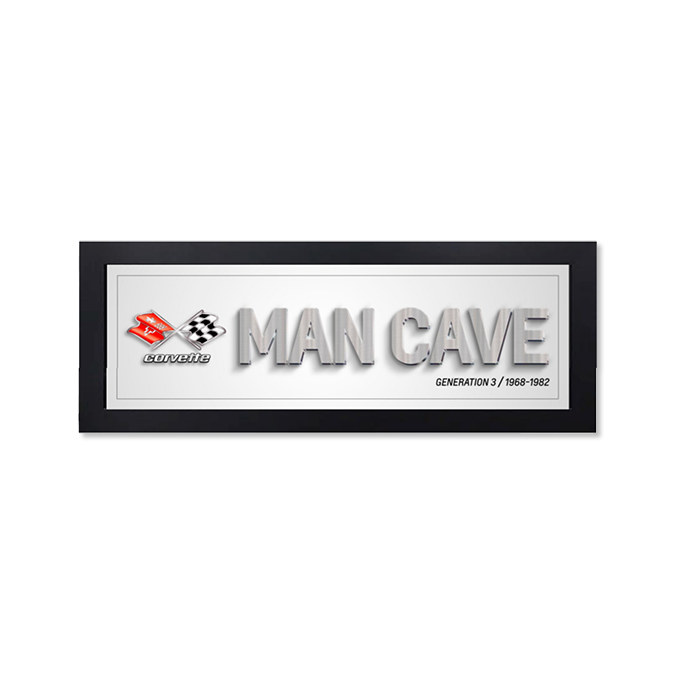 Light Gray Corvette Generation 3 Man Cave Framed Art