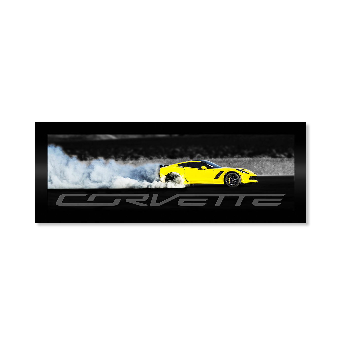 Gray Corvette C6 Z06 Burn Out Framed Canvas